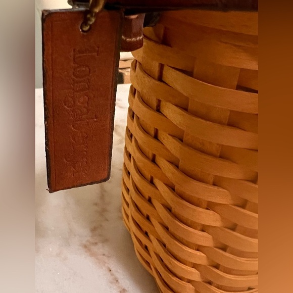 Rare Longaberger Hand Woven With Leather Strap And Trim Basket Purse Signed 2001 - Picture 14 of 14